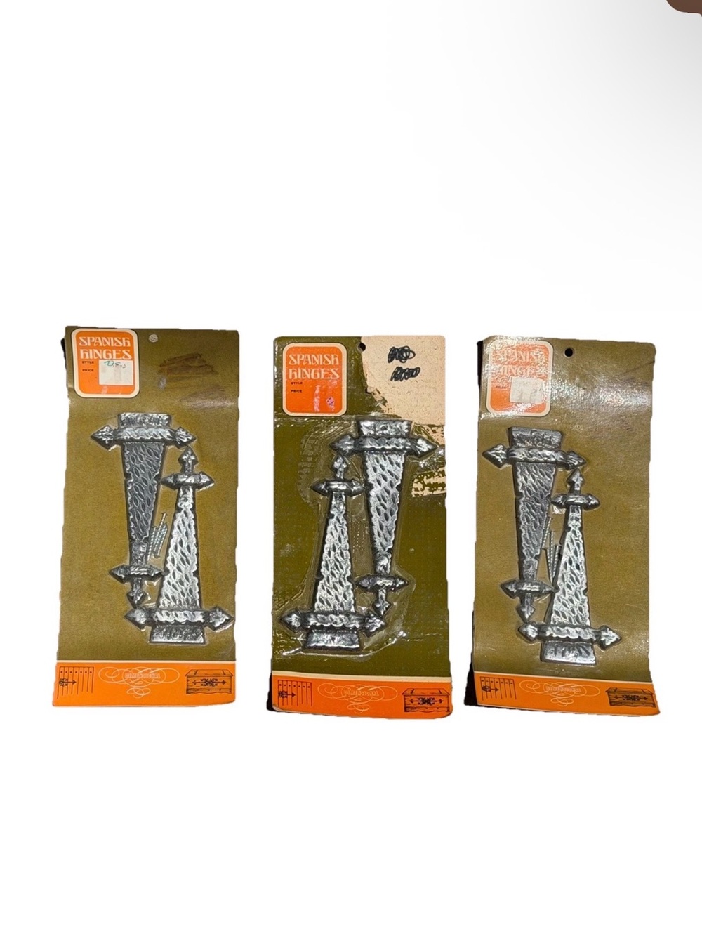 NOS Tri-Dimensional Ornamental Door Hinges 6" Mediterranean Spanish Style 3 Prs